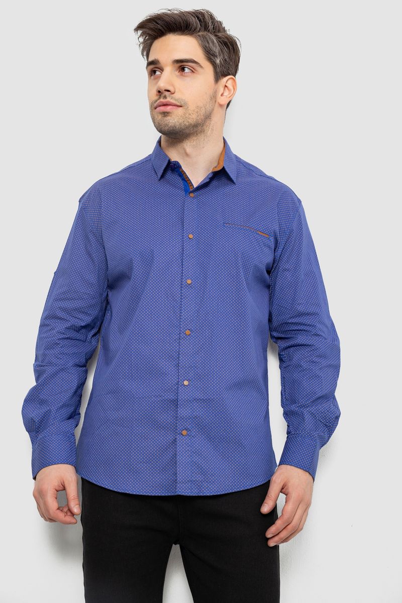 Сорочка чоловіча з принтом, колір електрик, 214R7044