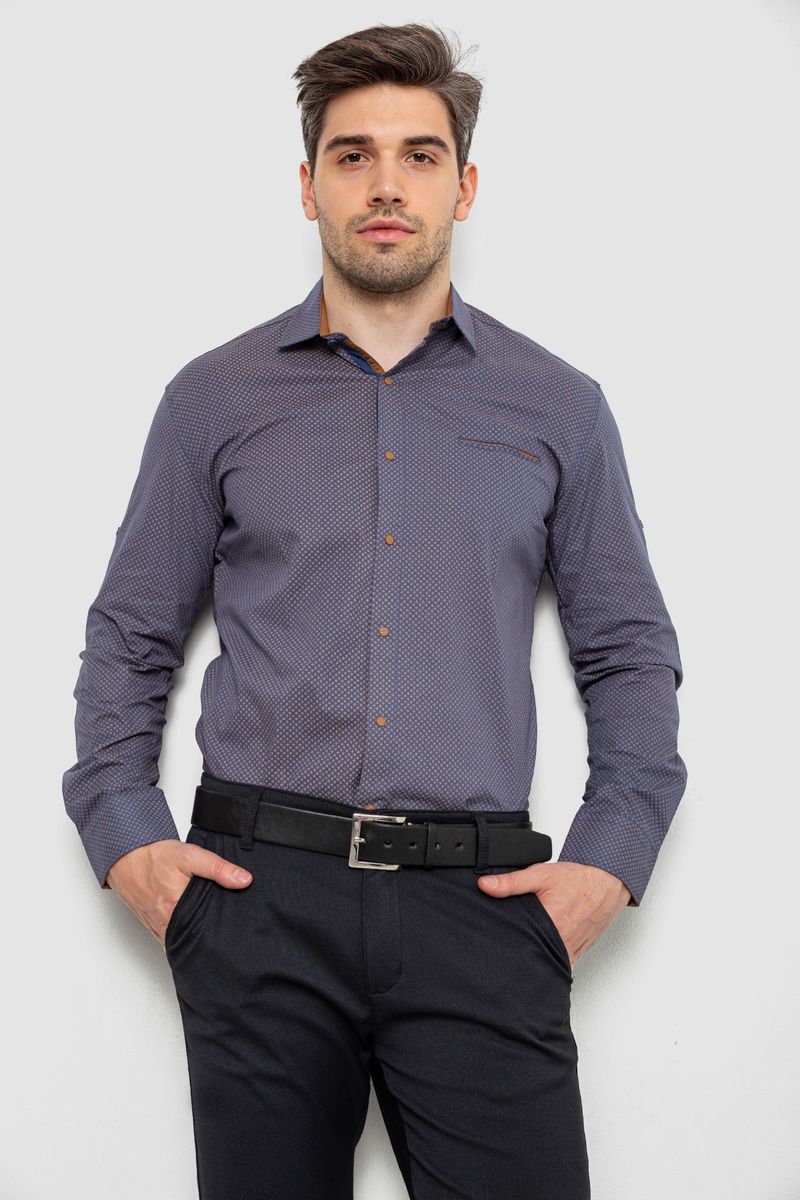 Сорочка чоловіча з принтом, колір синій, 214R7044