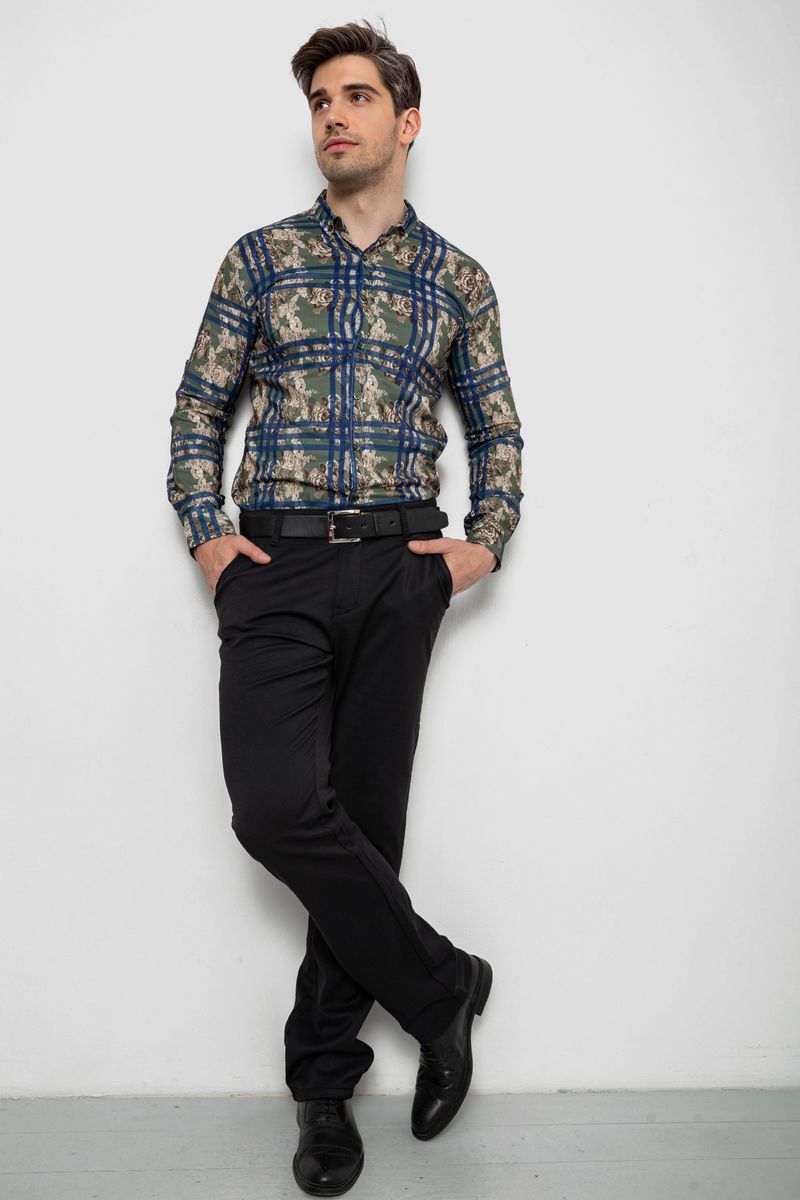 Сорочка чоловіча з принтом, колір зелений, 214R1038