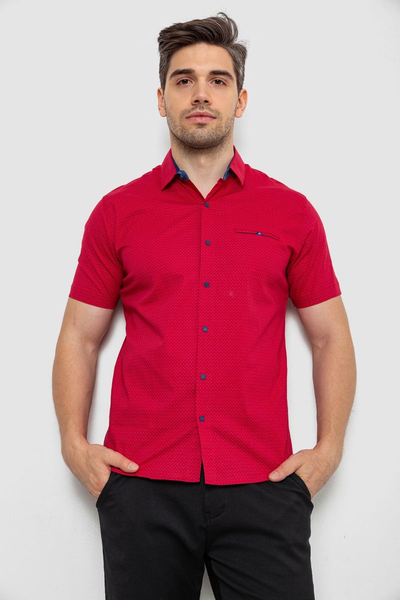 Сорочка чоловіча з принтом, колір червоний, 214R7143-1