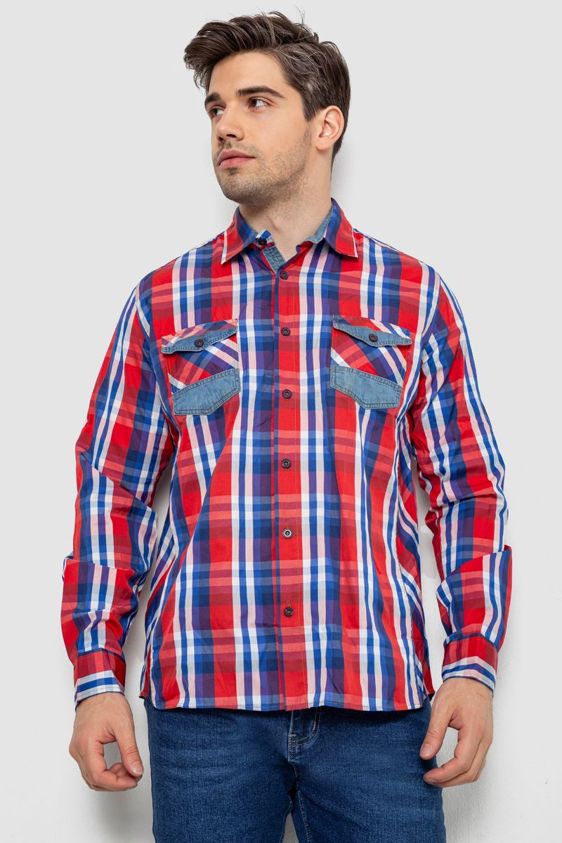 Сорочка чоловіча в клітинку, колір червоний, 214R0746