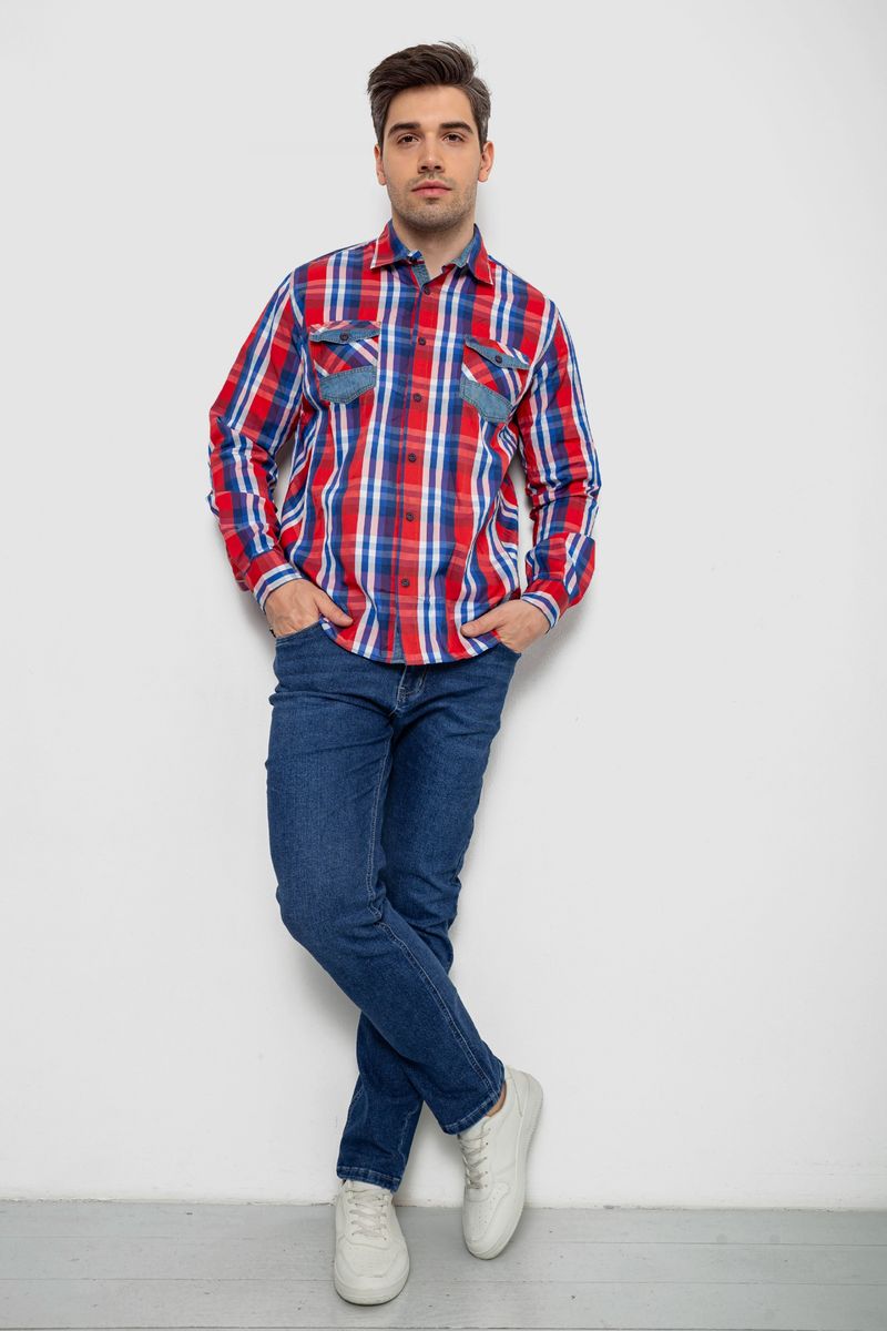 Сорочка чоловіча в клітинку, колір червоний, 214R0746
