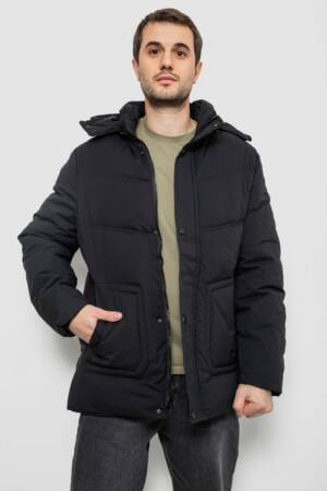 Куртка чоловіча зимова подовжена, колір чорний, 241R2022-21