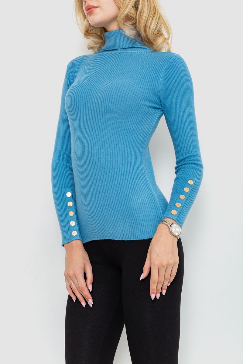 Гольф жіночий в рубчик, колір джинс, 204R036 - Зображення 3