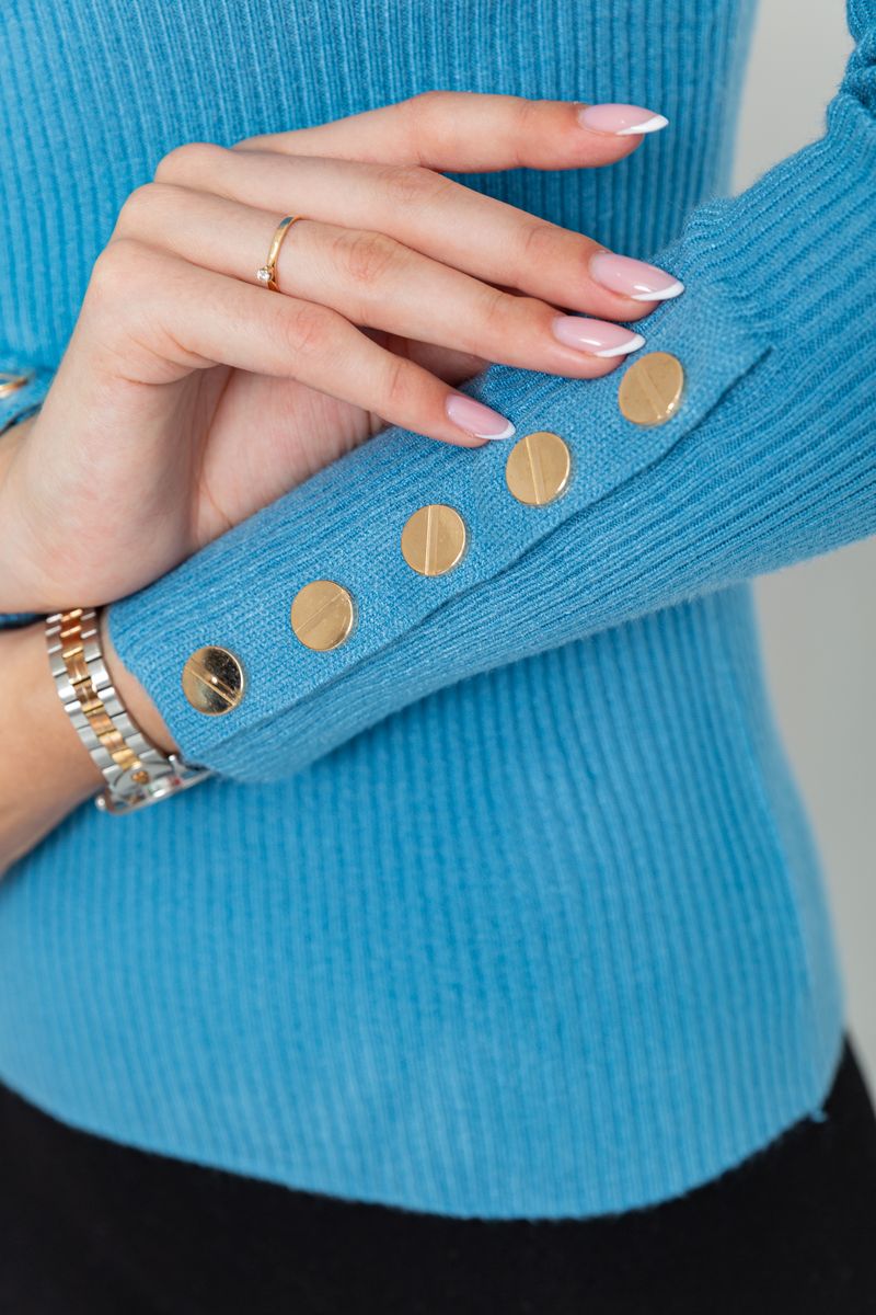 Гольф жіночий в рубчик, колір джинс, 204R036 - Зображення 5