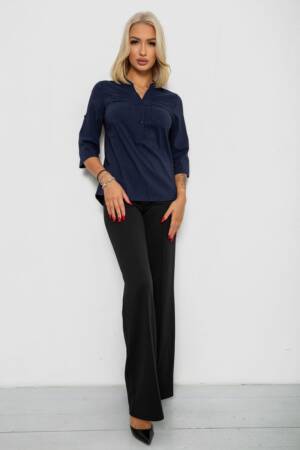 Блуза однотонна, колір синій, 230R96-15