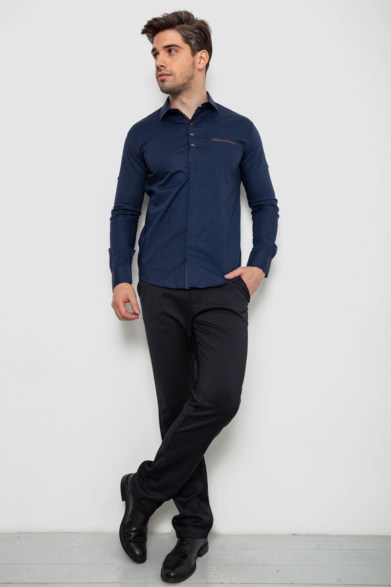 Сорочка чоловіча, колір темно-синій, 214R7843