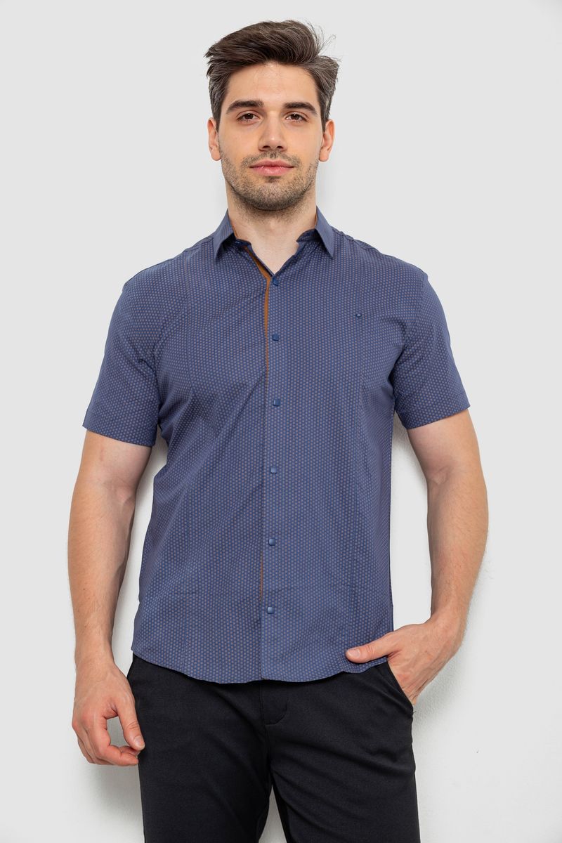 Сорочка чоловіча з принтом, колір джинс, 214R7129