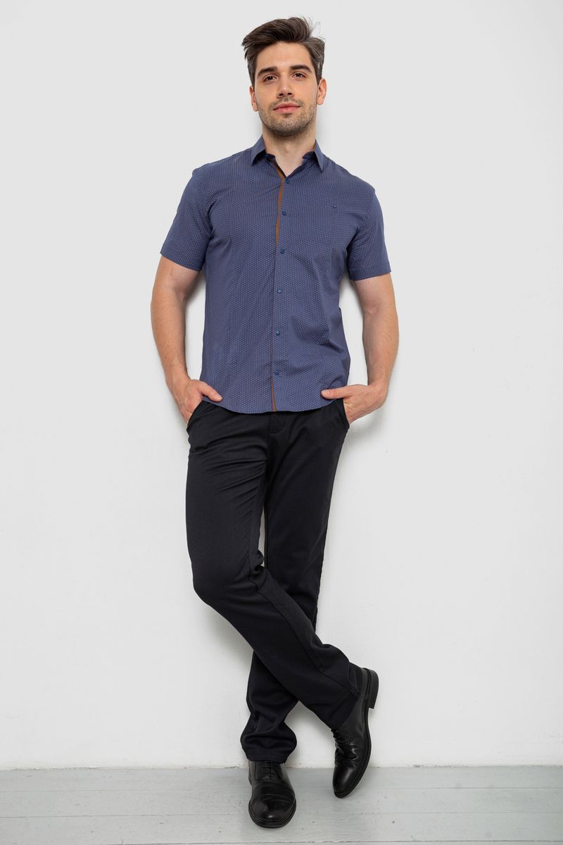 Сорочка чоловіча з принтом, колір джинс, 214R7129