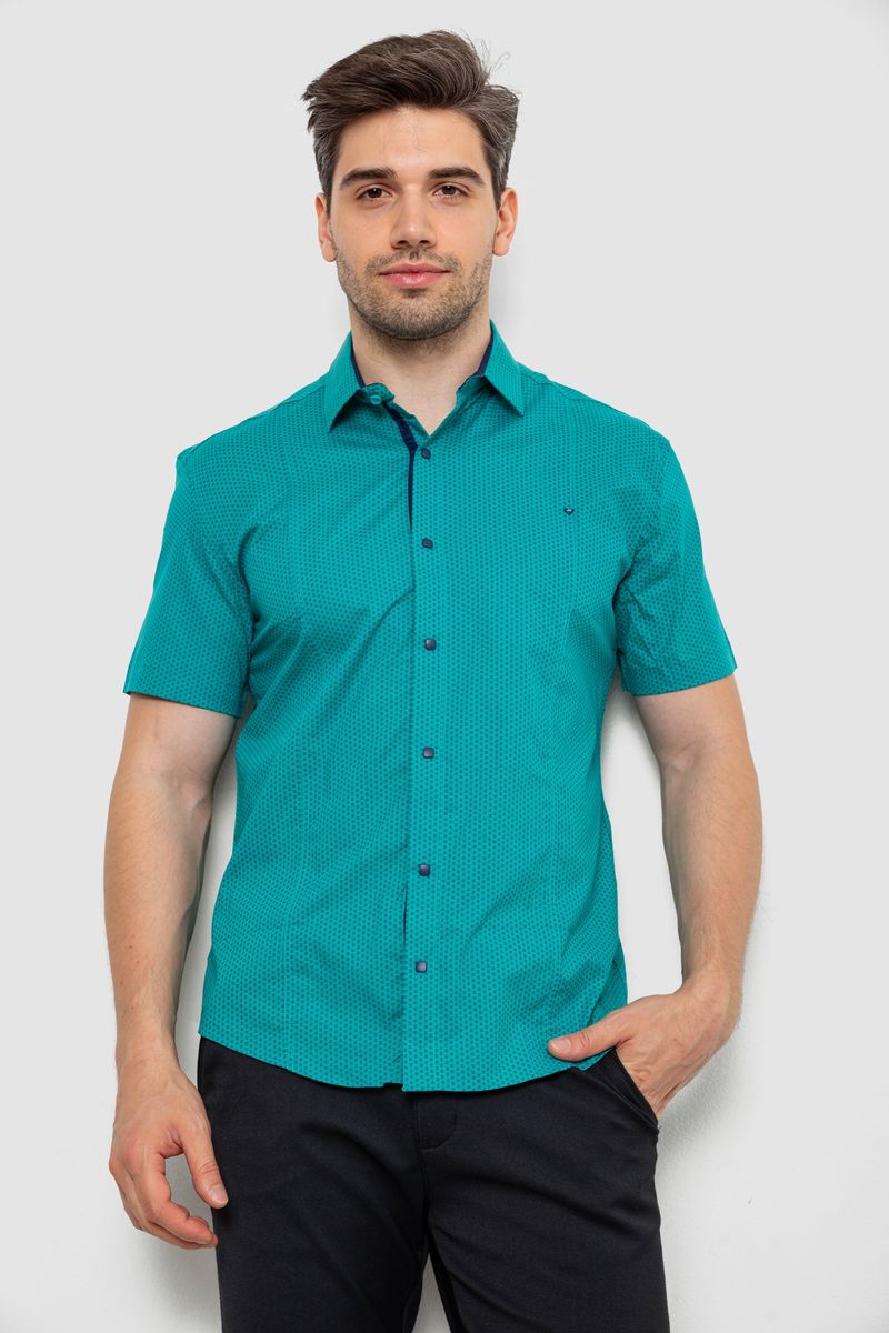Сорочка чоловіча з принтом, колір бірюзовий, 214R7129