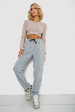 Спортивні штани жіночі на флісі, колір сірий, 238R57016-1