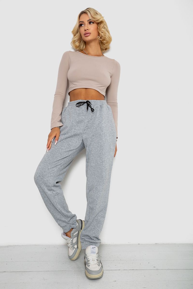 Спортивні штани жіночі на флісі, колір сірий, 238R57016-1