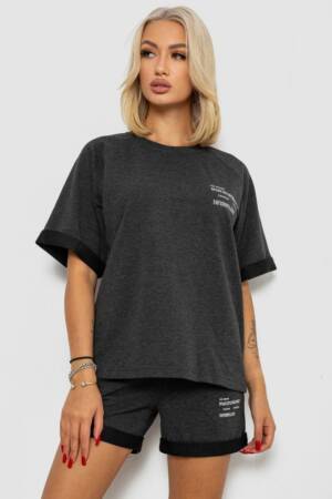 Костюм домашній жіночий з принтом, колір темно-сірий, 230R121