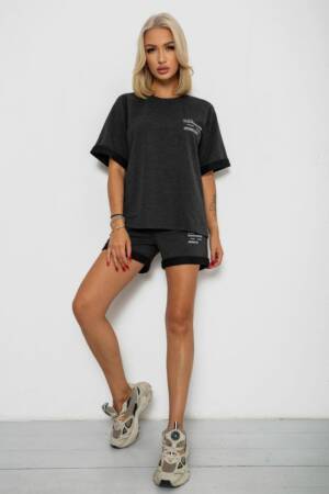 Костюм домашній жіночий з принтом, колір темно-сірий, 230R121