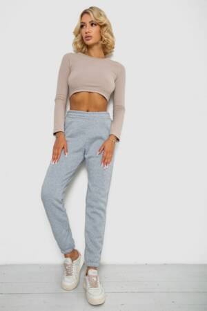 Спортивні штани жіночі на флісі, колір світло-сірий, 238R57828-1