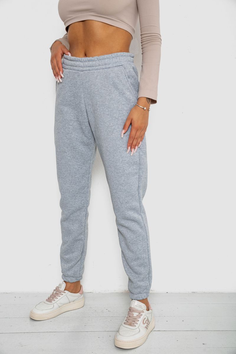 Спортивні штани жіночі на флісі, колір світло-сірий, 238R57828-1 - Зображення 3