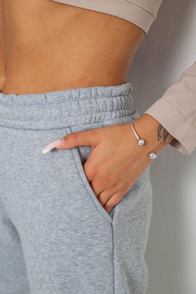 Спортивні штани жіночі на флісі, колір світло-сірий, 238R57828-1 - Зображення 5