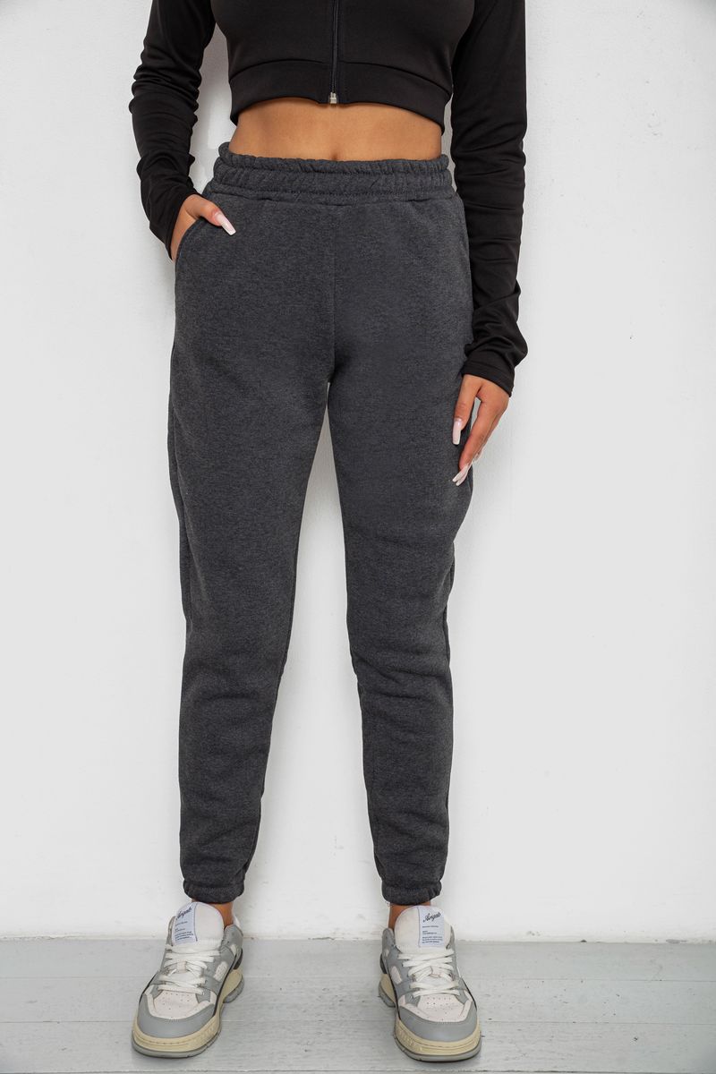 Спортивні штани жіночі на флісі, колір сірий, 238R57828-1