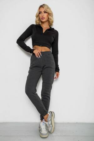 Спортивні штани жіночі на флісі, колір сірий, 238R57828-1