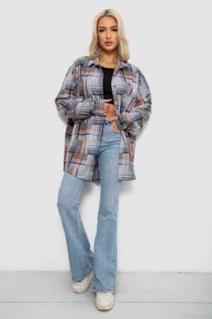 Сорочка жіноча в клітинку, колір сіро-синій, 257R505