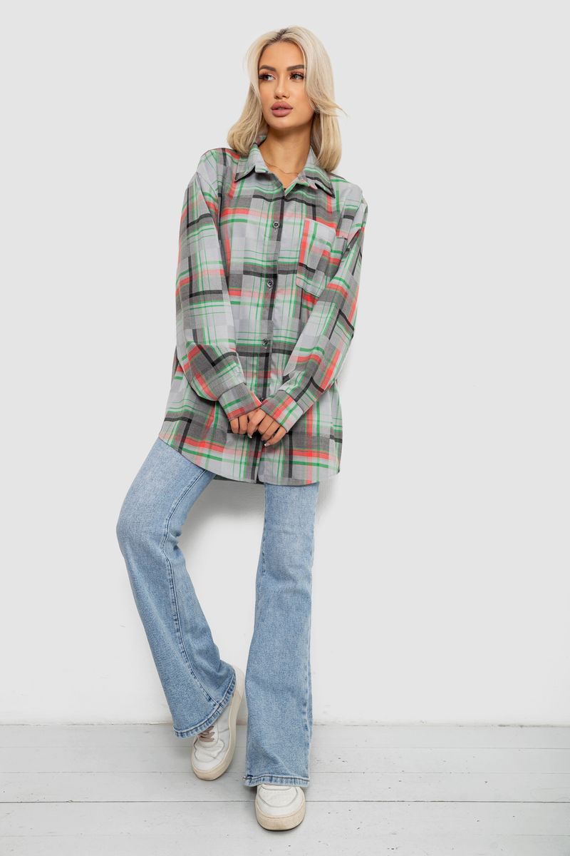 Сорочка жіноча в клітинку, колір сіро-зелений, 257R505
