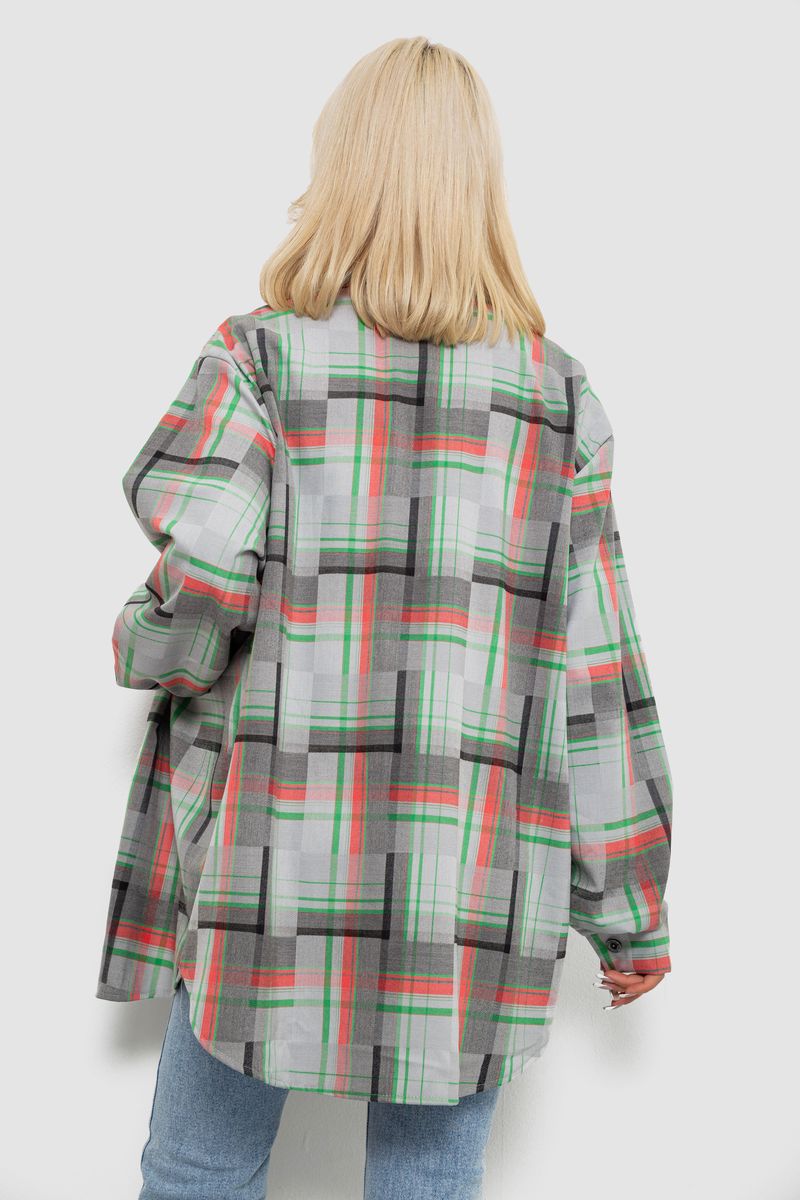 Сорочка жіноча в клітинку, колір сіро-зелений, 257R505 - Зображення 4