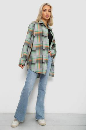 Сорочка жіноча в клітинку, колір сіро-помаранчевий, 257R505