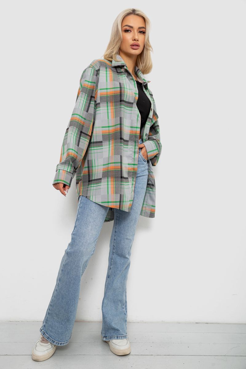 Сорочка жіноча в клітинку, колір сіро-помаранчевий, 257R505