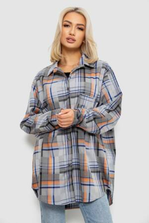 Сорочка жіноча в клітинку, колір сіро-синій, 257R505