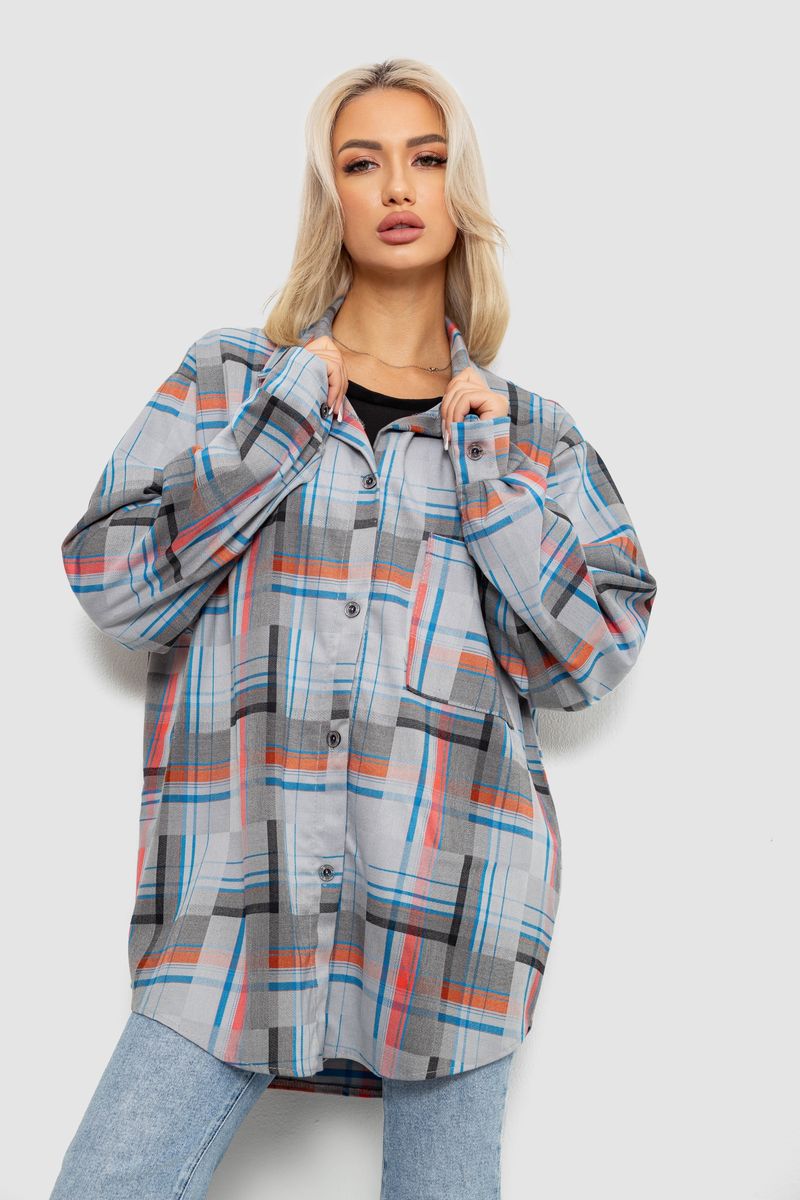 Сорочка жіноча в клітинку, колір сіро-червоний, 257R505