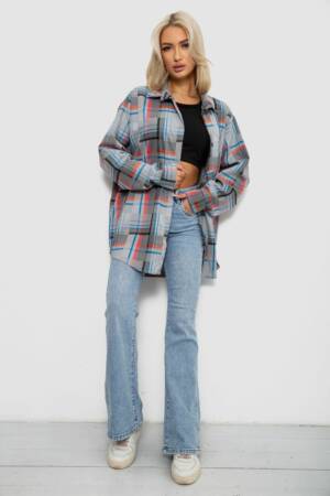 Сорочка жіноча в клітинку, колір сіро-червоний, 257R505