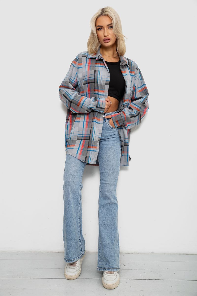 Сорочка жіноча в клітинку, колір сіро-червоний, 257R505