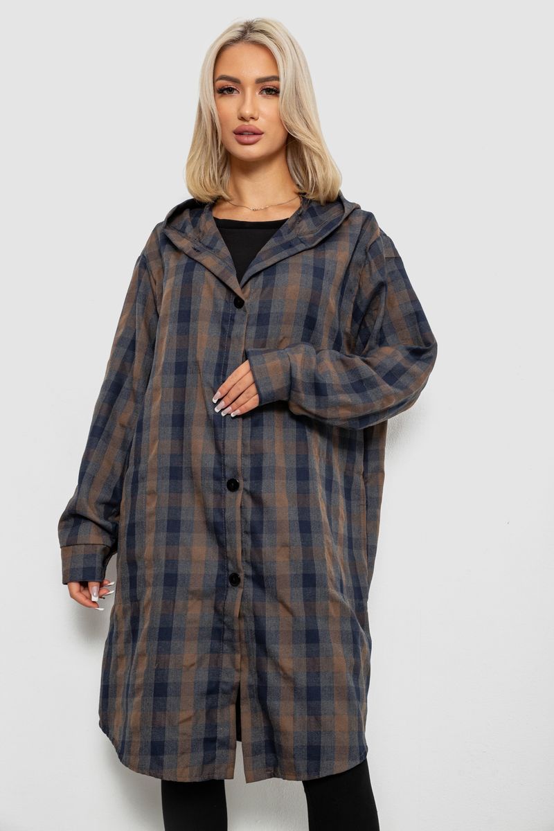 Жіночий кардиган в клітинку, колір бежевий, 257R233-6