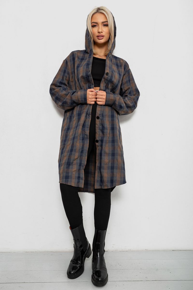 Жіночий кардиган в клітинку, колір бежевий, 257R233-6 - Зображення 3