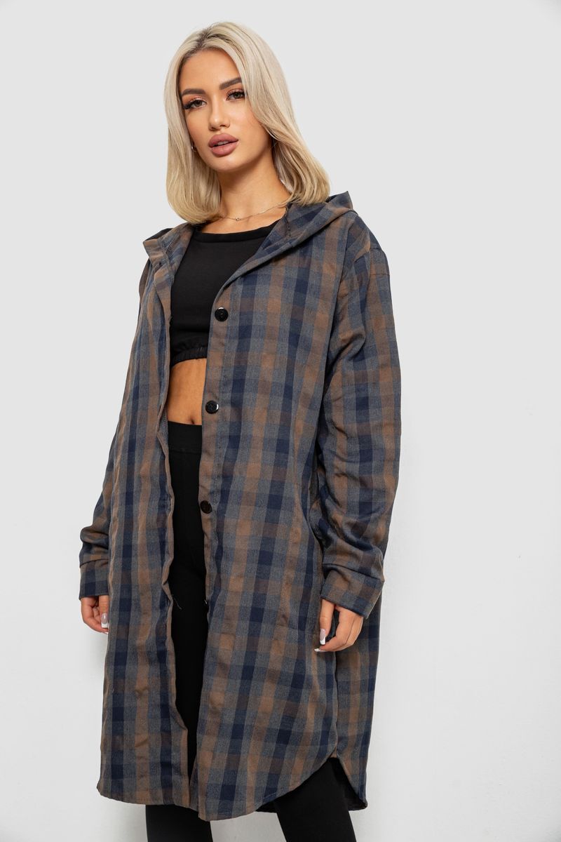 Жіночий кардиган в клітинку, колір бежевий, 257R233-6 - Зображення 4