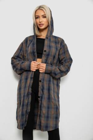 Жіночий кардиган в клітинку, колір бежевий, 257R233-6