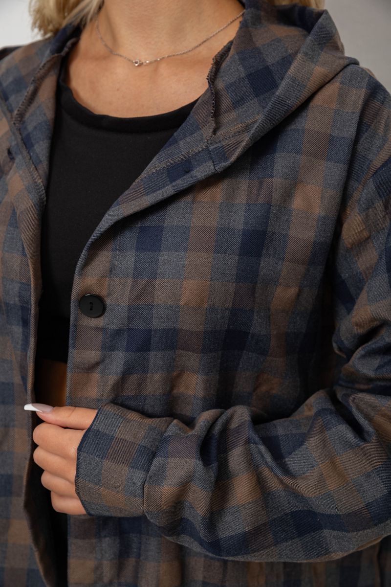 Жіночий кардиган в клітинку, колір бежевий, 257R233-6 - Зображення 6