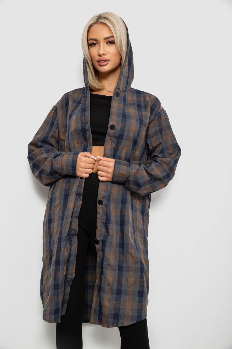 Жіночий кардиган в клітинку, колір бежевий, 257R233-6