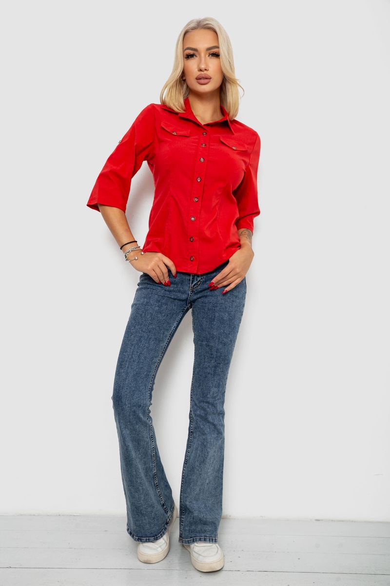 Сорочка жіноча однотонна, колір червоний, 230R068-5