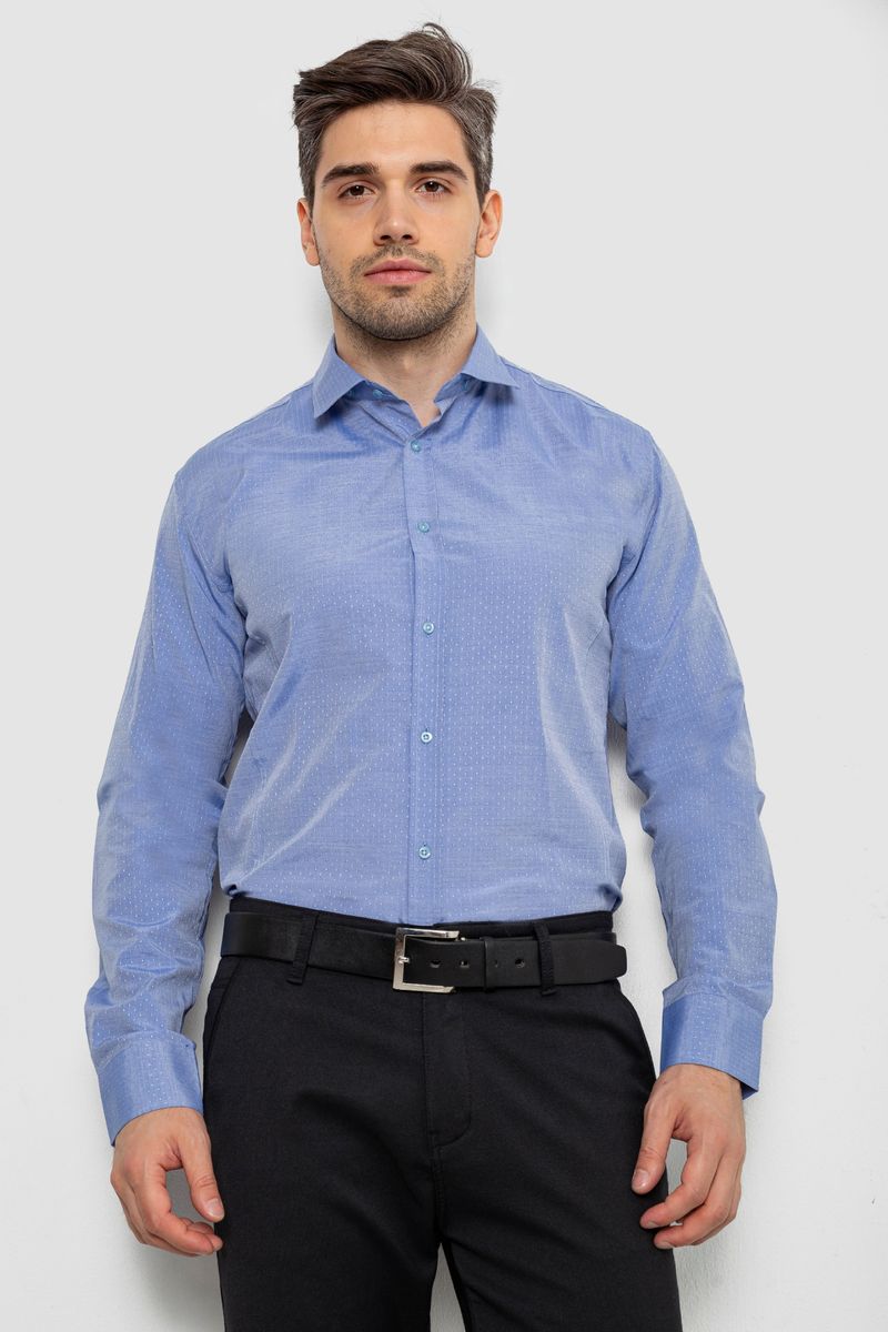 Сорочка чоловіча з довгим рукавом, колір джинс, 214R839