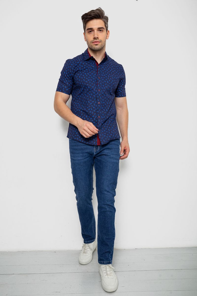 Сорочка чоловіча з принтом, колір синій, 214R7306