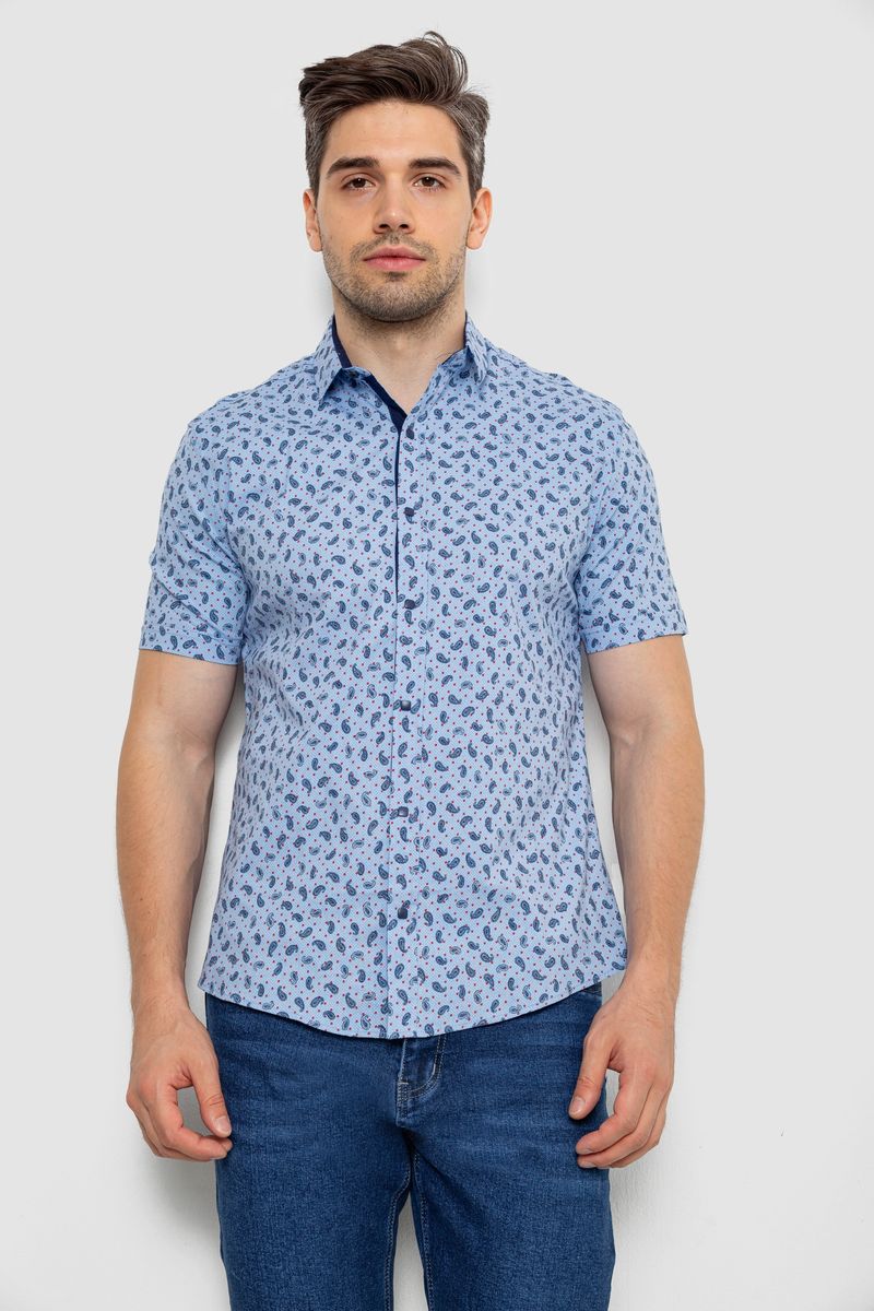 Сорочка чоловіча з принтом, колір блакитний, 214R7306