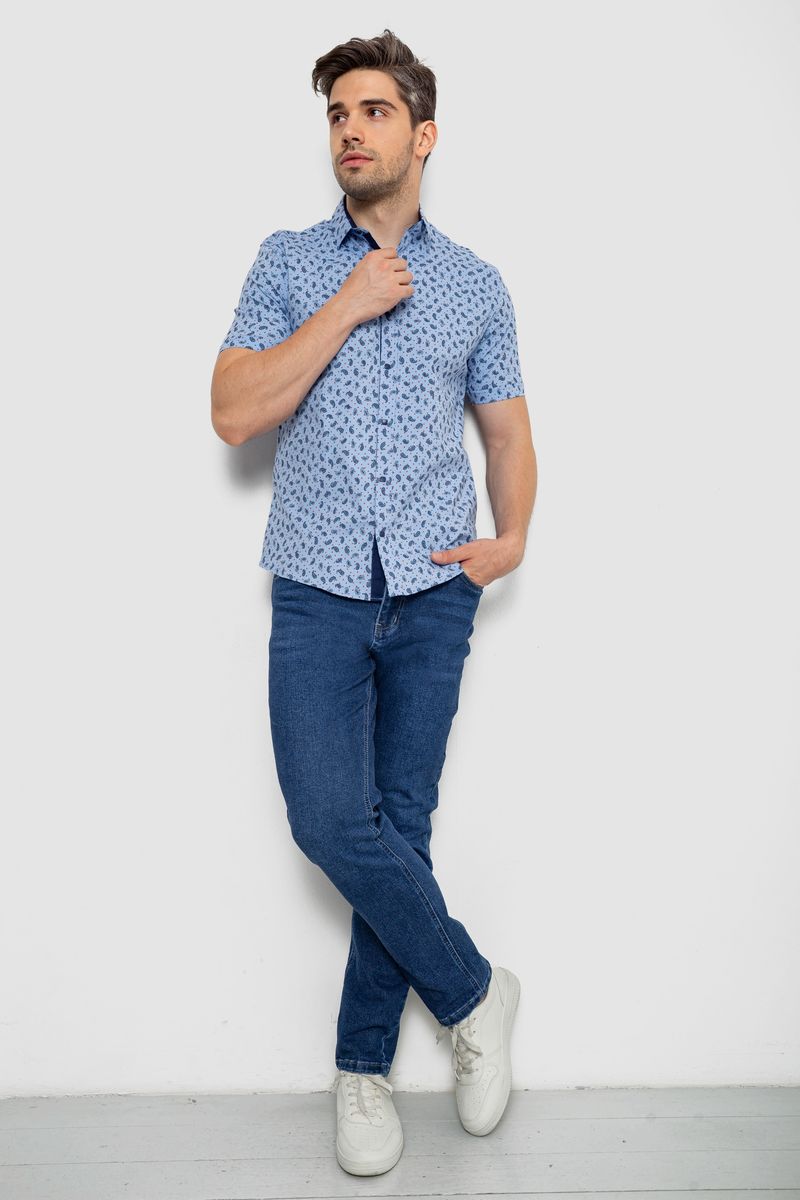 Сорочка чоловіча з принтом, колір блакитний, 214R7306
