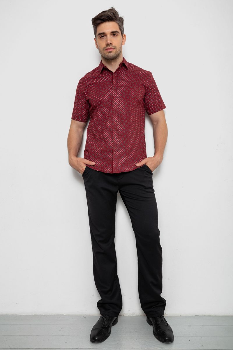 Сорочка чоловіча з принтом, колір бордовий, 214R7306