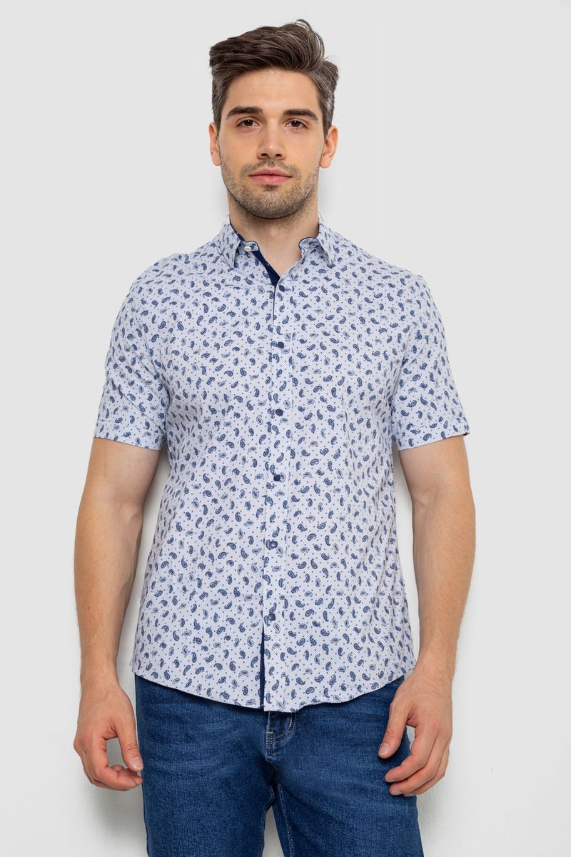 Сорочка чоловіча з принтом, колір молочний, 214R7306