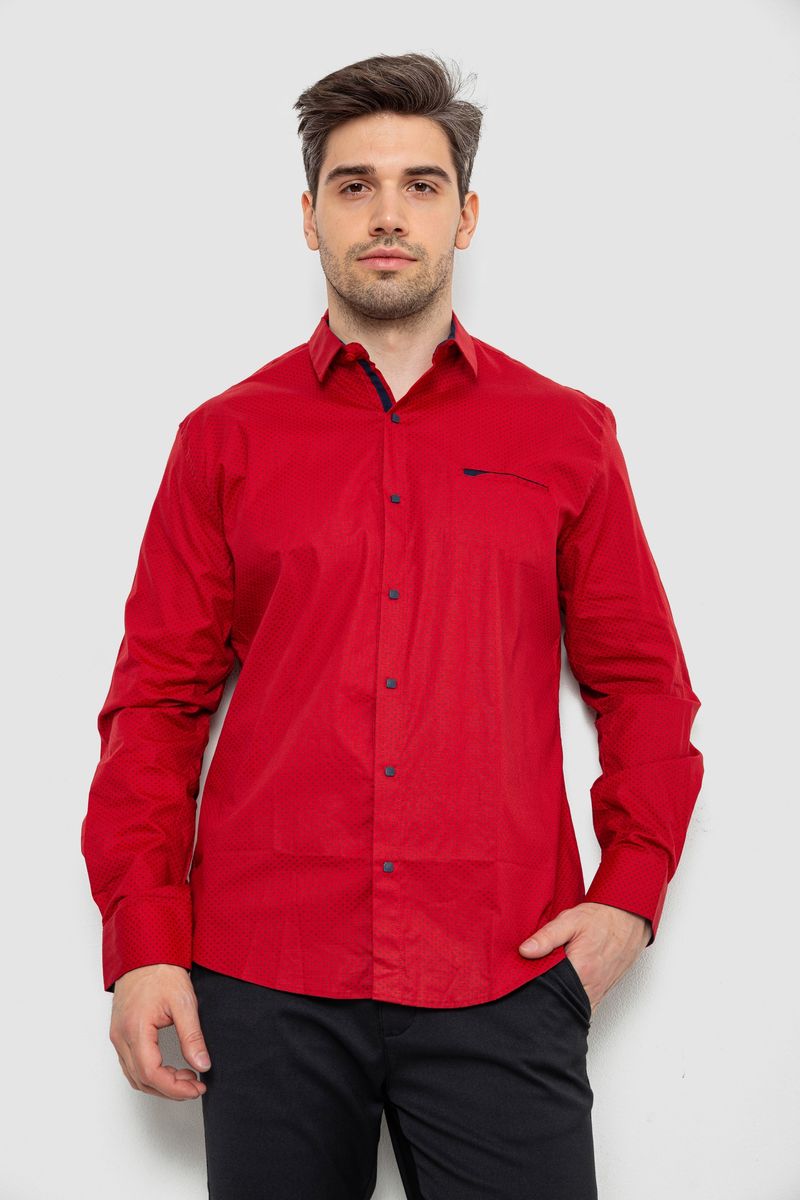 Сорочка чоловіча з принтом, колір бордовий, 214R7403