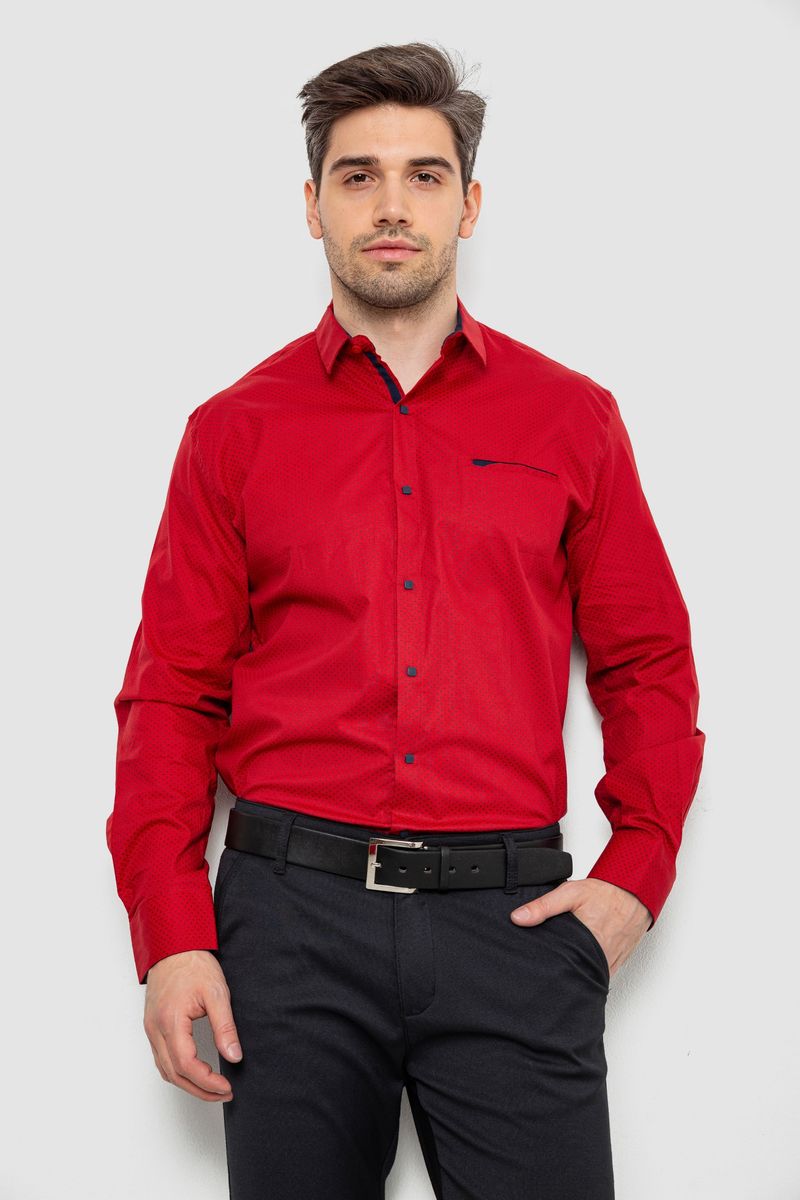 Сорочка чоловіча з принтом, колір бордовий, 214R7403