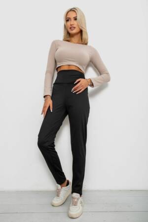 Лосини однотонні на флісі, колір чорний, 238R58412