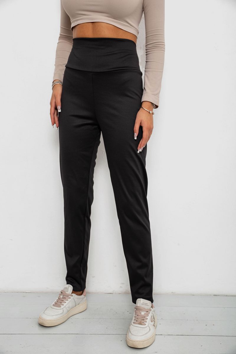 Лосини однотонні на флісі, колір чорний, 238R58412 - Зображення 3