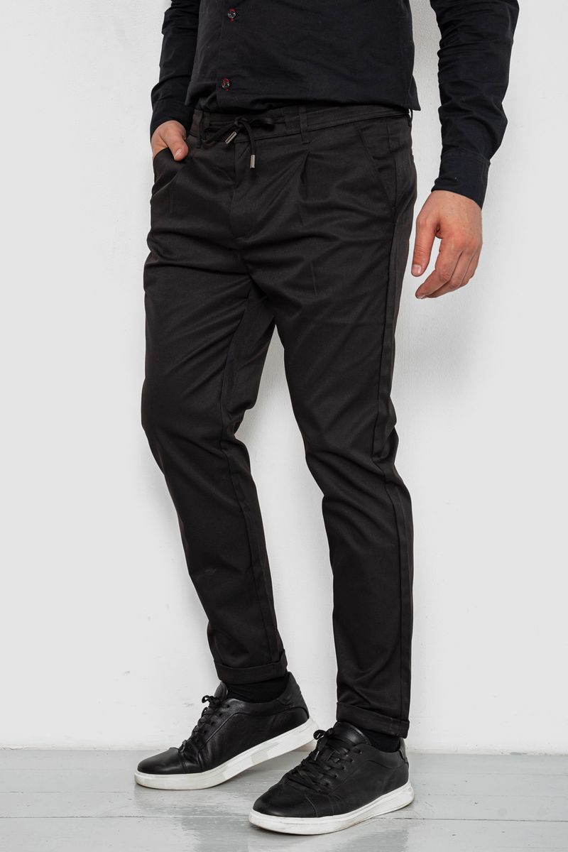 Штани чоловічі класичні однотонні, колір чорний, 157RU02-012